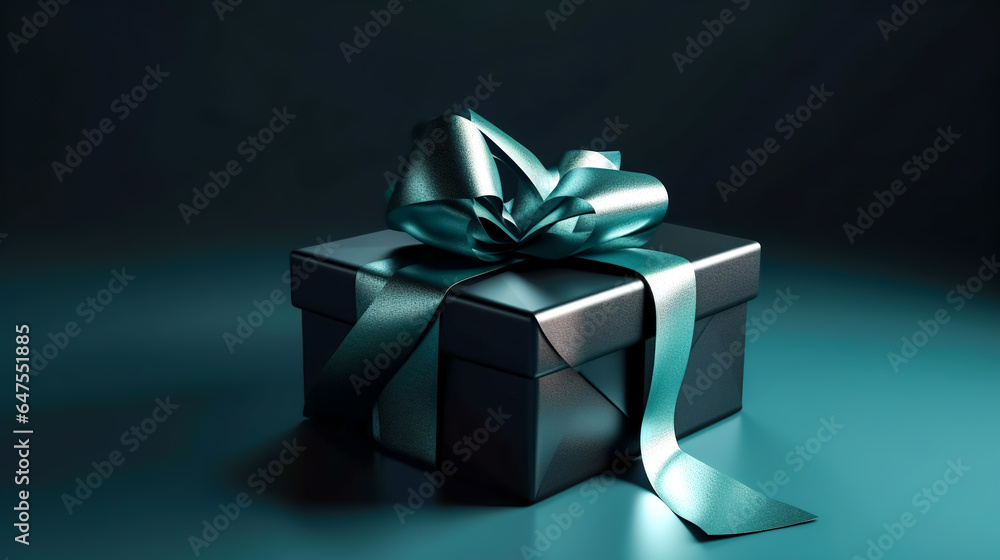 Gift box with ribbon bow closeup isolated, generative AI. Gift box with ribbon bow closeup isolated, generative AI.