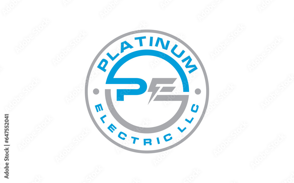 Abstract Letter PE Electricity badge vector Logo design Abstract Letter PE Electricity badge vector Logo design