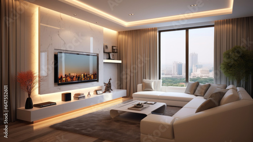 photograph of Luxury home interior design of modern living room generative ai