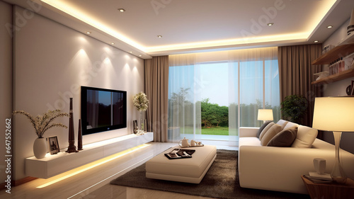 photograph of Luxury home interior design of modern living room generative ai © LomaPari2021