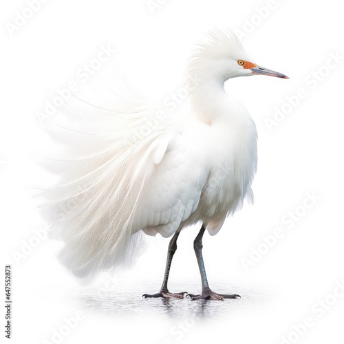 Snowy egret bird isolated on white background. photo