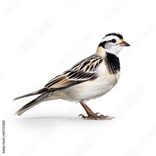 Thick-billed longspur bird isolated on white background.