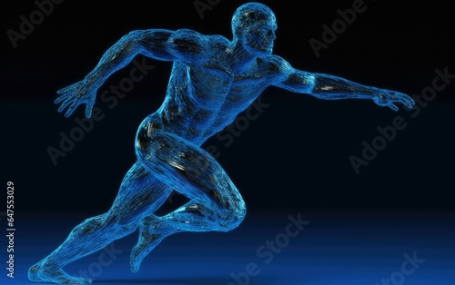 Athletic running man blue network activity fitness