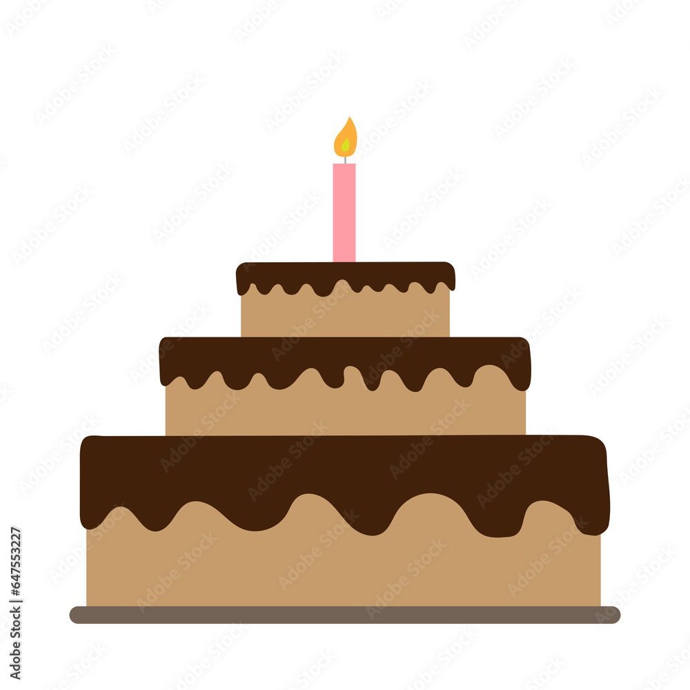 Chocolate birthday cake and candles. Vector illustration Chocolate birthday cake and candles. Vector illustration