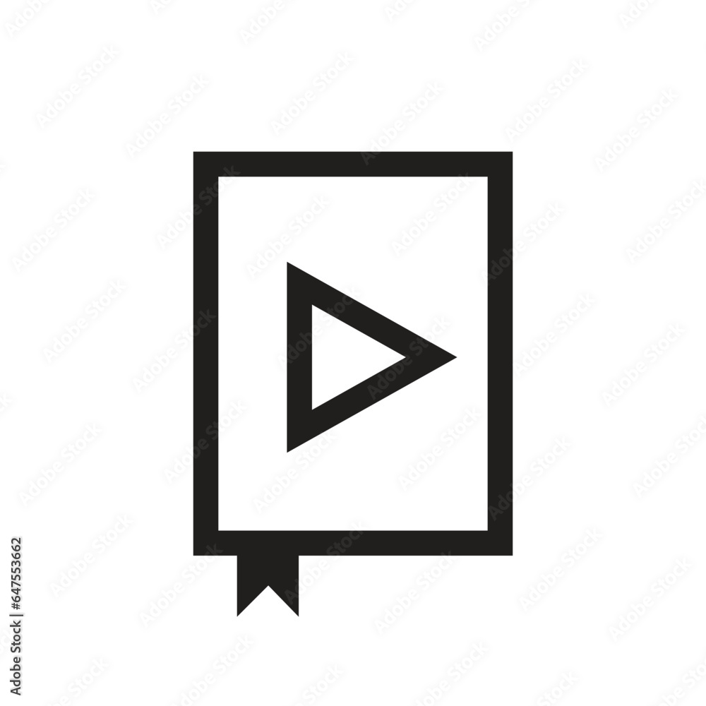 A play button in a book cover. Isolated Vector Illustration A play button in a book cover. Isolated Vector Illustration