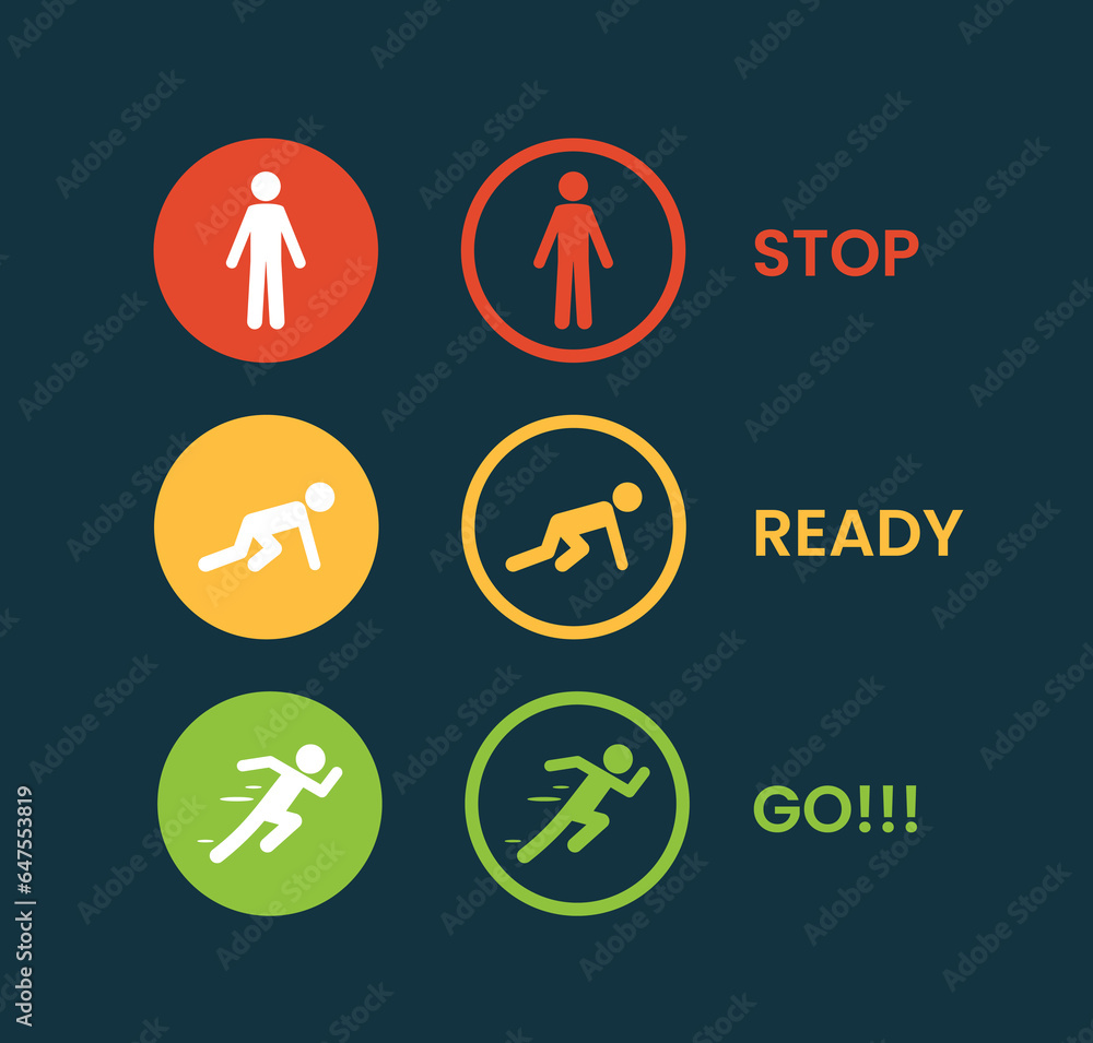 Pictogram of Traffic light. Stop, Ready and Run. Isolated Vector Illustration Pictogram of Traffic light. Stop, Ready and Run. Isolated Vector Illustration