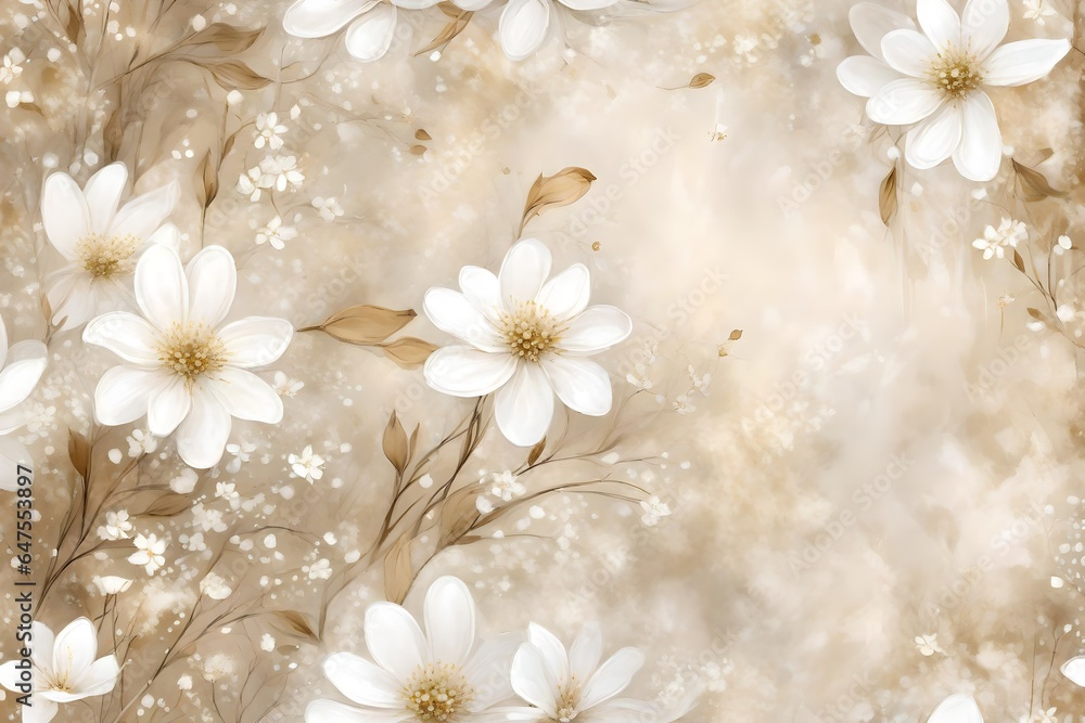 white flowers background generated by AI technology