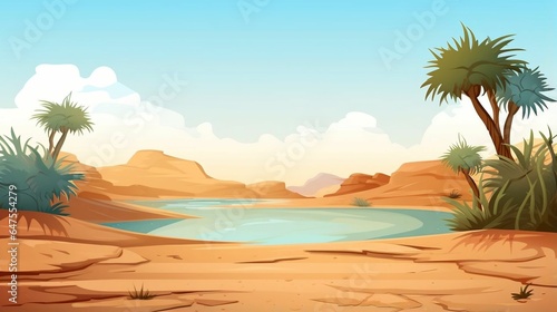 background Desert oasis with a blank sign in the sand