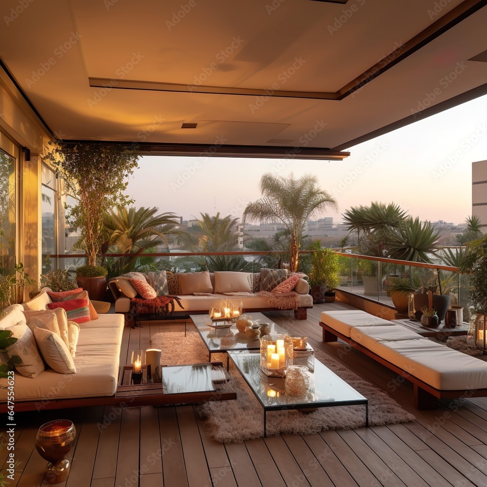 Interior design for a glass room on a roof top Interior design for a glass room on a roof top