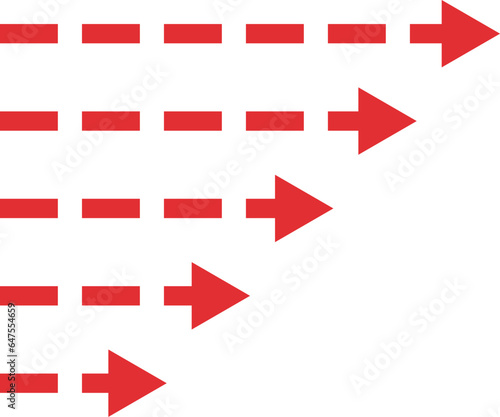 破線/矢印/右/セット/長い/短い/赤/素材/イラスト/ビジネス