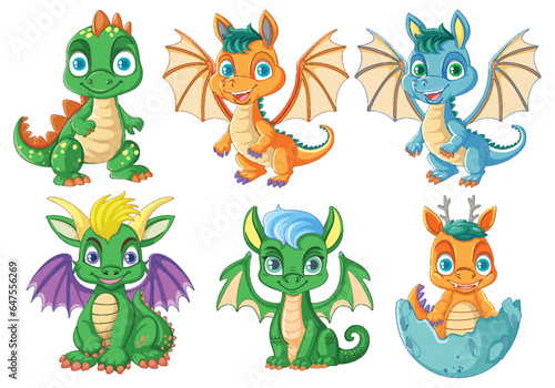 Set of Baby Dragon in Different Colors