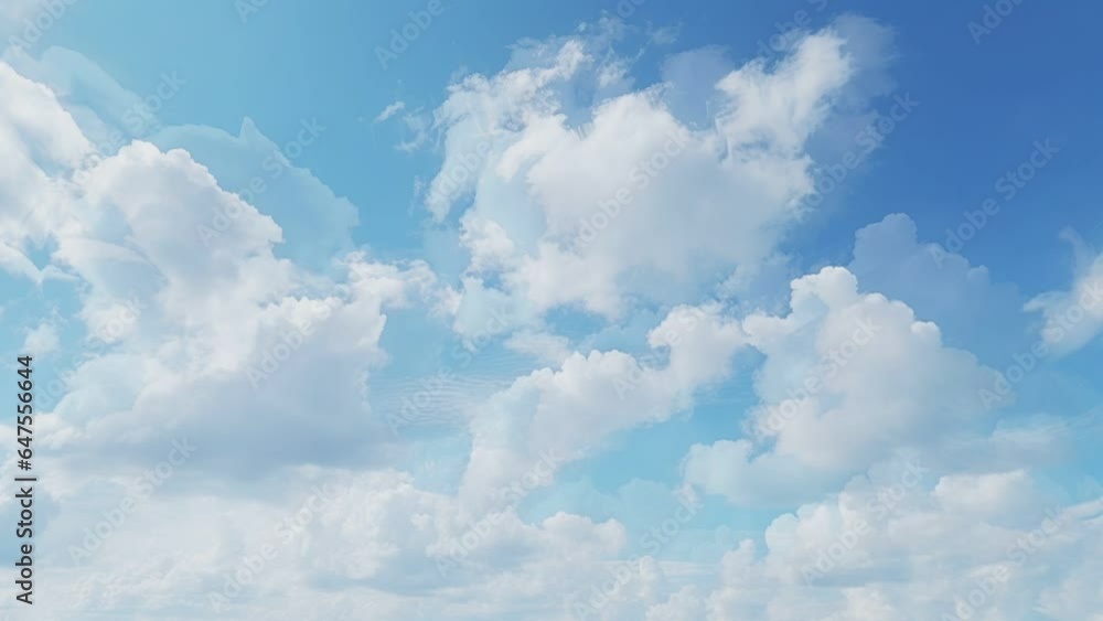 Cloud motion in blue sky, seamless looping video animated background.
