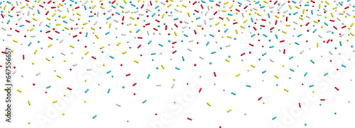 Colorful sprinkles banner background, colorful falling decorative sprinkles background
