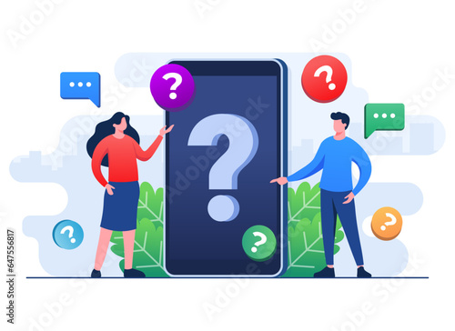 People having questions, Frequently asked questions concept flat illustration vector template, FAQ concept for landing page, mobile app, web banner, infographics