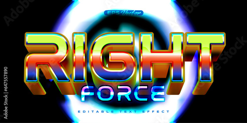 Retro shiny Y2K editable text effect right force