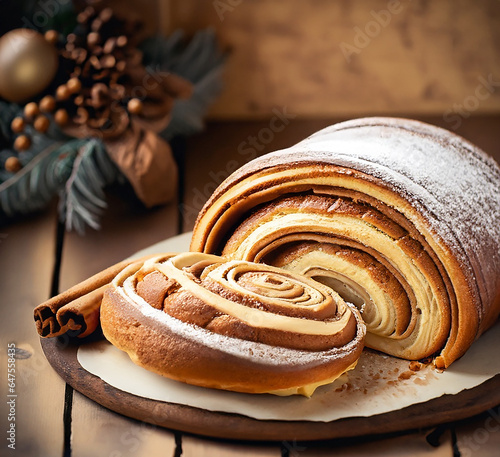 zimt,, rolle, zimtschnecke, gebäck, weihnachten, stolle photo