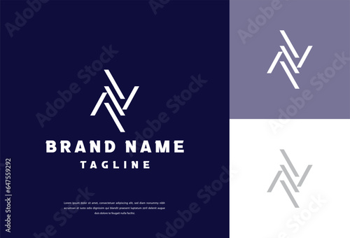 Creative and Minimalist Logo Design by Letter N AV VA, Editable  Format in Blue and light blue Color