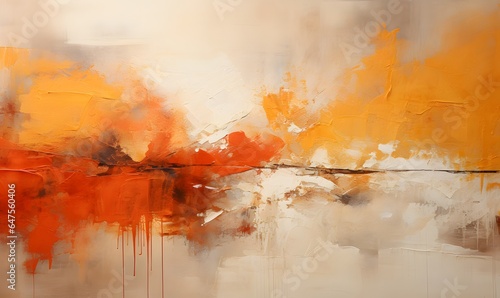 An abstract painting of different colors, in the style of red and amber, action paintings, yellow and amber, monochromatic expressionism photo