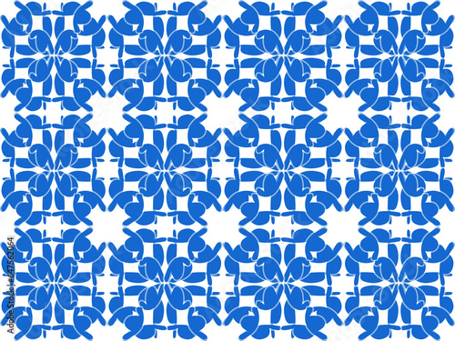 seamless pattern with blue flowers