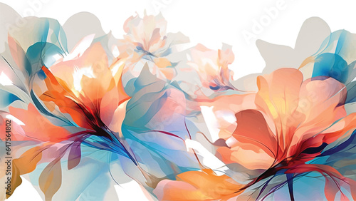 Abstract flowers art background vector. Luxury minimal style wallpaper flower and botanical leaves Watercolor. Vector background.