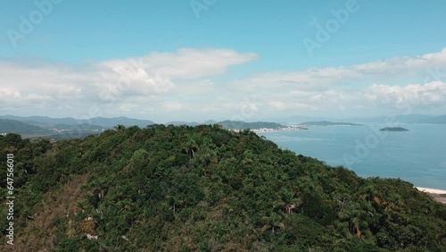 A captivating drone perspective unveiling the natural beauty of Canavieiras Beach, Florianópolis, a coastal haven waiting to be explored photo