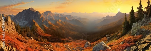 Panorama mountain autumn landscape. © MdBaki