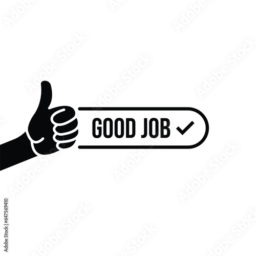 black good job icon like thumbs up. flat simple trend modern support logotype graphic art design isolated on white background. concept of encouraging message symbol and recognition or compliment sign