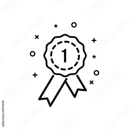 thin line award medal like icon 1. flat style recognition trend simple modern round logotype graphic art design isolated on white background. concept of respect badge or sign for professionals
