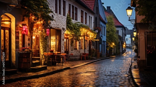 Photo of a cozy street in Tallinn's Old Town. Estonia Saiakang Street in Old Tallinn photo