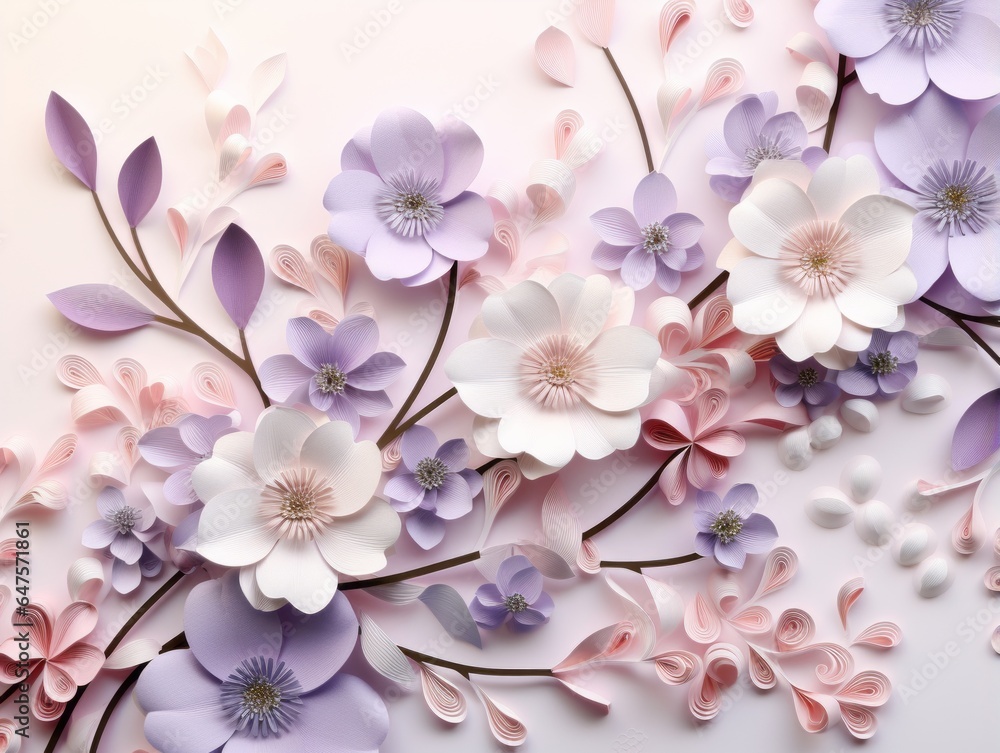 The pattern features delicate wildflowers in an elegant style. Opt for a soft and dreamy color scheme with pale blues, lavenders, and blush pinks The composition should feel light and airy The pattern features delicate wildflowers in an elegant style. Opt for a soft and dreamy color scheme with pale blues, lavenders, and blush pinks The composition should feel light and airy