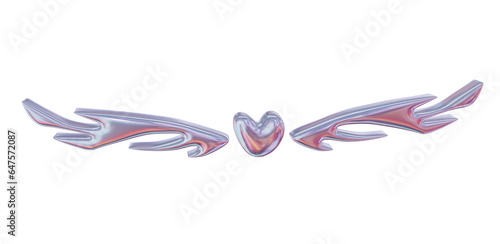 3d y2k element, 3d metal element chrome effect