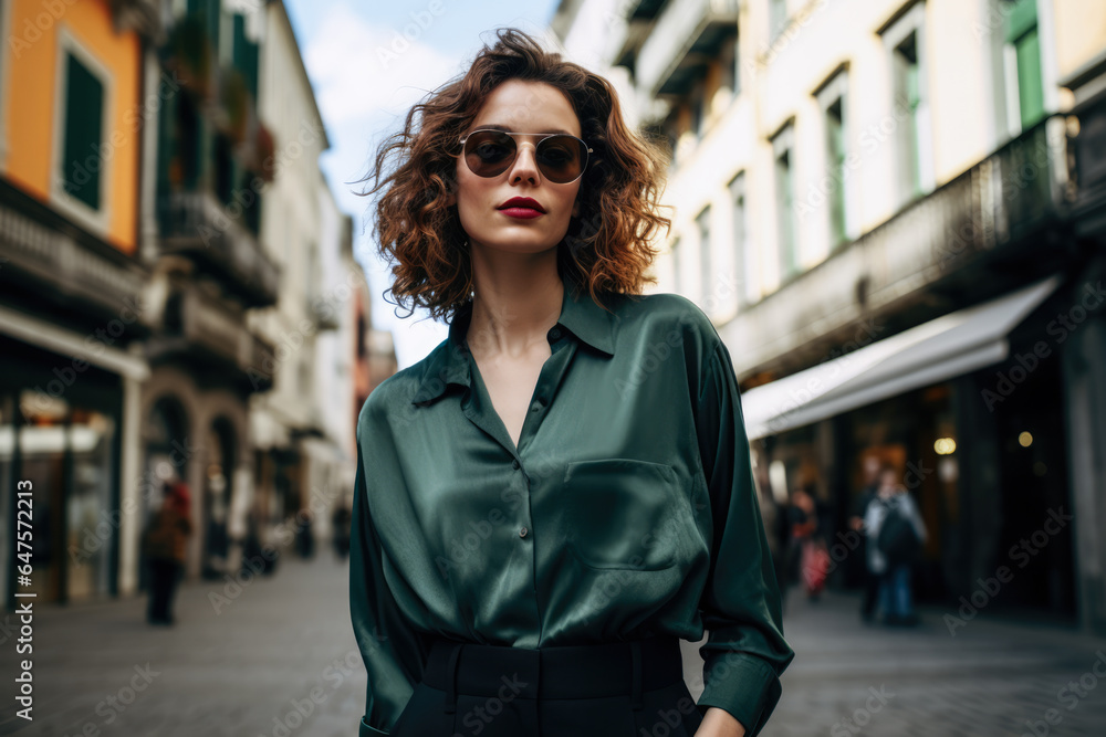Young confident woman posing on a street Young confident woman posing on a street