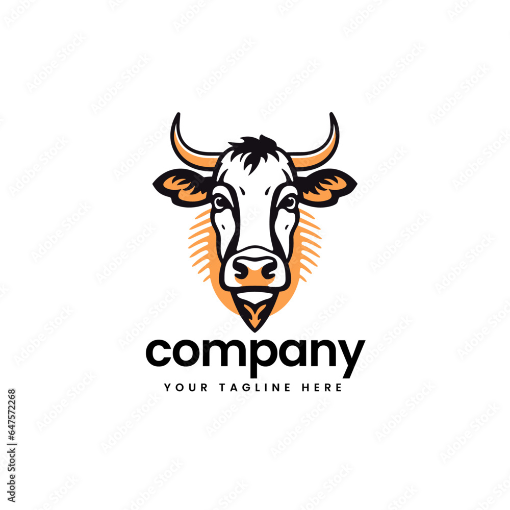 head of buffalo cow cart bull cattle dairy farm pet mascot emblem sports logo illustration icon flat t shirt design head of buffalo cow cart bull cattle dairy farm pet mascot emblem sports logo illustration icon flat t shirt design
