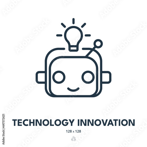 Technology Innovation Icon. Robot, Automation, Tech. Editable Stroke. Simple Vector Icon