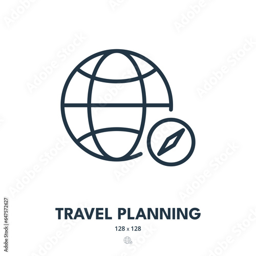 Travel Planning Icon. Holiday, Booking, Reservation. Editable Stroke. Simple Vector Icon