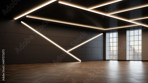 Stretch floating ceiling white with light lines.