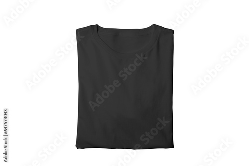 Blank isolated black folded crew neck t-shirt template