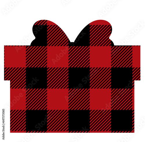 Red Christmas present gift buffalo plaid print pattern elements 