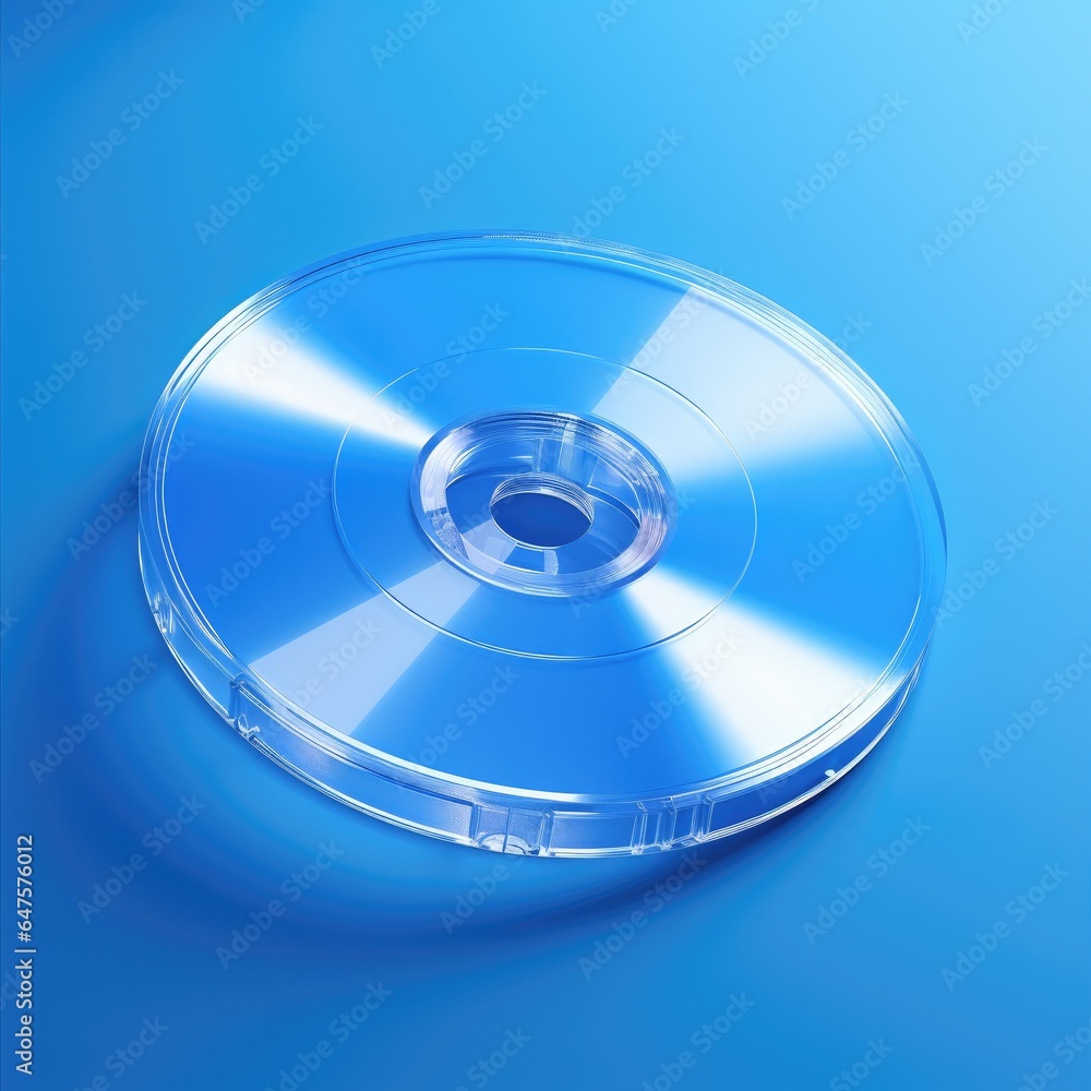 Blue CD on a blue background. Compact disc. Generative AI. Blue CD on a blue background. Compact disc. Generative AI.