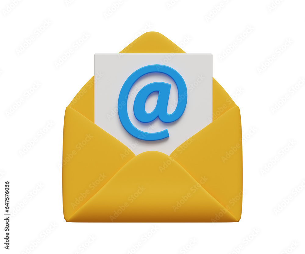 3D email icon. Open mail envelope icon. Quick and fast online communication. 3d illustration 3D email icon. Open mail envelope icon. Quick and fast online communication. 3d illustration