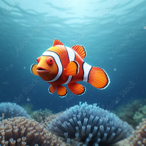 cute and funny 3d clown fish