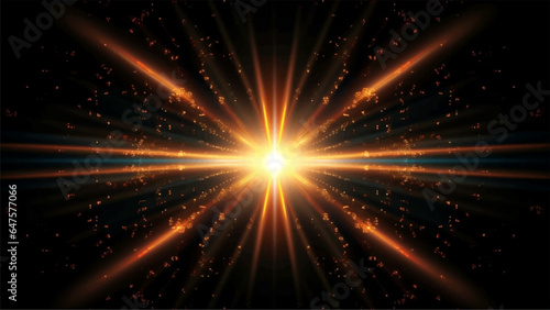 Abstract light flash flare lens, glow vector illustration isolated on black background. Overlay for motion graphic and cinematic video