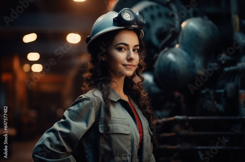 A female engineer. Concept of men's work for women. Made with AI gereration