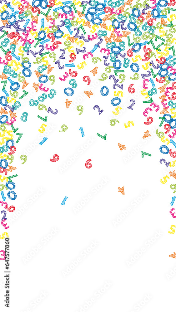 Falling colorful sketch numbers. Math study concept with flying digits. Falling colorful sketch numbers. Math study concept with flying digits.