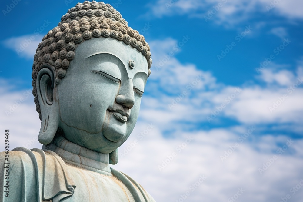 Buddha statue with blue sky and clouds background Buddha statue with blue sky and clouds background