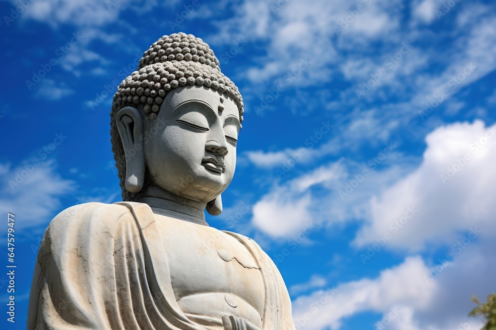 Buddha statue with blue sky and clouds background Buddha statue with blue sky and clouds background
