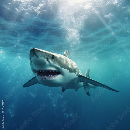 3D big shark predator of small fish
