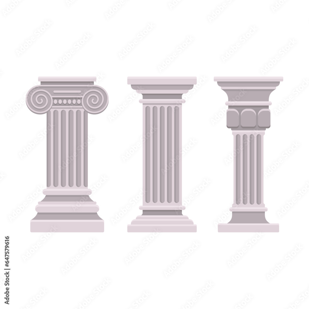 Obraz premium Antique Ancient Classic Stone Columns on White Background. Vector