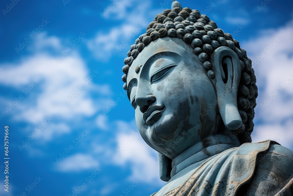 Buddha statue with blue sky and clouds background Buddha statue with blue sky and clouds background