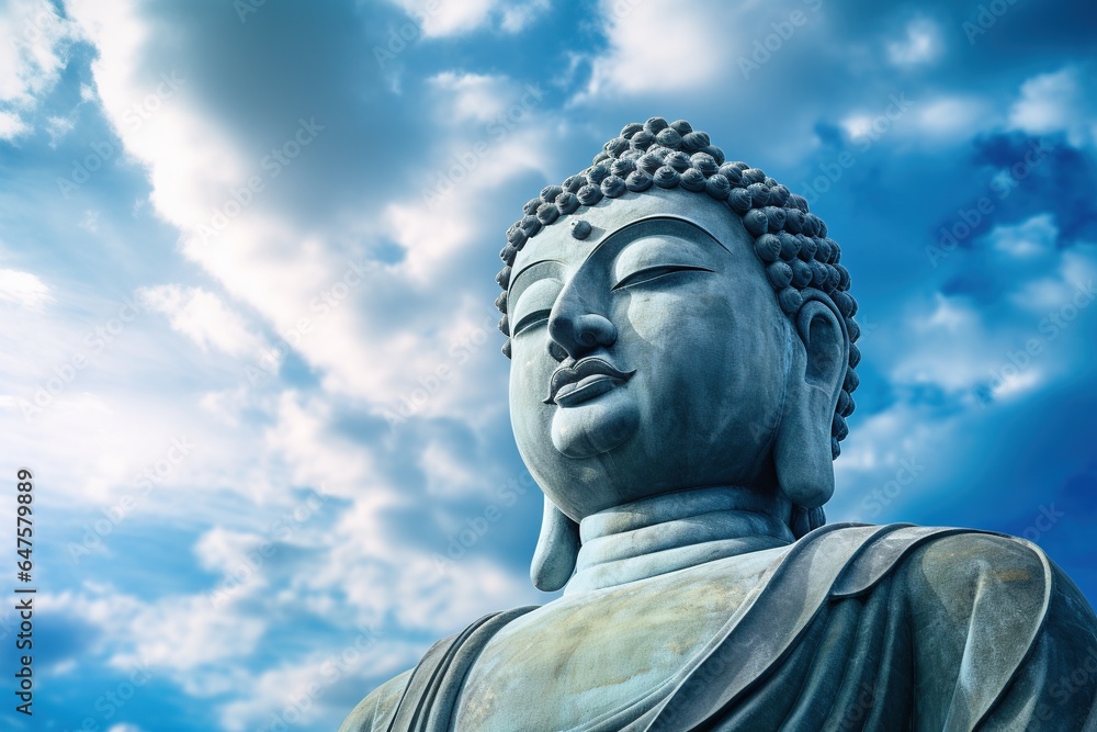 Buddha statue with blue sky and clouds background Buddha statue with blue sky and clouds background